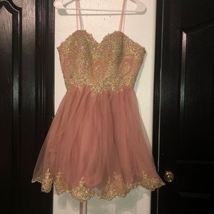 Blush Pink formal dress with rhinestone design